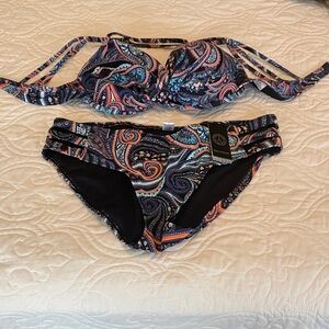 RELLECIGA Paisley Print Bikini - Blue and Orange